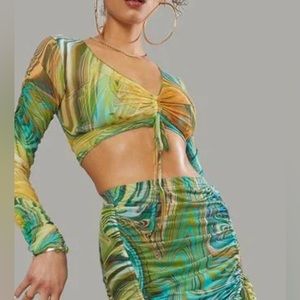NWT Poster Girl Swirly Green Crop Top size S
